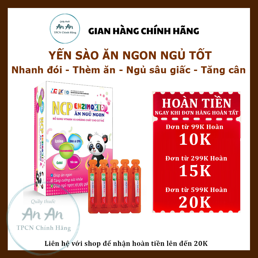 Siro Yến Sào Ăn Ngon Ngủ Tốt ENZIMOKID NCP Giúp Bé Tăng Cân Tự Nhiên - Hộp 20 Ống