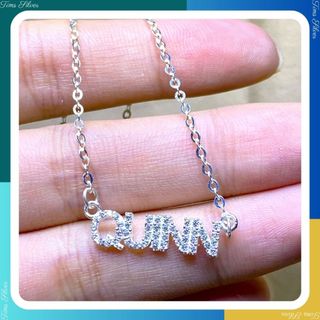 Dây chuyền liền mặt bạc khắc tên đính đá theo yêu cầu dành cho nữ TIMS N0169
