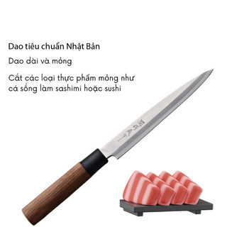 Dao làm cá Sashimi tiêu chuẩn Nhật Bản cán gỗ, lưỡi thép 18cm sắc bén Dao-9 hàng nhập