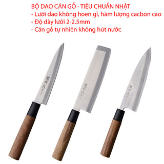 Bộ 3 Dao bếp yêu thích lưỡi dày tiêu chuẩn Nhật Bản (dao Sashimi, Nakiri và dao Deba)