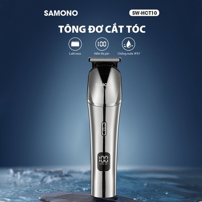 (BH 1 năm) Tông đơ cắt tóc Samono, chống nước IPX7, pin 600mAh, lưỡi inox cao cấp, 4 lược cắt tạo kiểu tóc