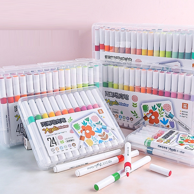 Hộp 60 Bút Màu Acrylic Marker Màu Sắc Tươi Sáng Đa Dạng Cao Cấp Vẽ Lên Mọi Bề Mặt Thỏa Sức Sáng Tạo 