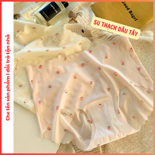 Sét 10 Quần Lót Nữ Su Thạch Tàng Hình Không Viền Mềm Mịn Họa Tiết DÂU TÂY Dễ thương, Lót Thông Hơi