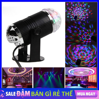 Đèn Led 7 Màu Vũ Trường (hình trụ) Cầu Xoay Pha Lê Cảm Ứng Âm Thanh Xoay 360° Phạm Vi Chiếu Sáng Lớn