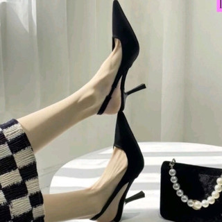 Siêu rẻ - Giày sandal cao gót công sở đơn giản lịch sự mũi nhọn trơn gót nhọn 7p