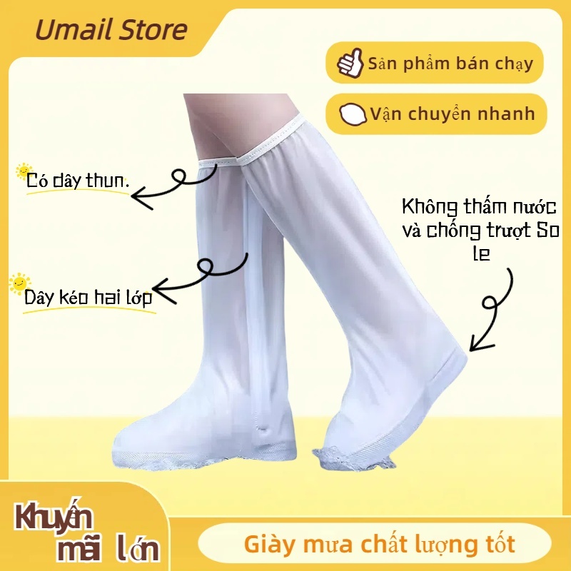 Ủng Đi Mưa Silicon Cổ Cao - Ủng Đi Mưa Silicon Chống Trơn Trượt - Giày Đi Mưa