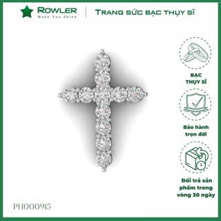 Mặt dây chuyền thánh giá 16*12mm bạc Thụy Sĩ  đính giá Moissanite 2.0ly cao cấp ROWLER PH000915
