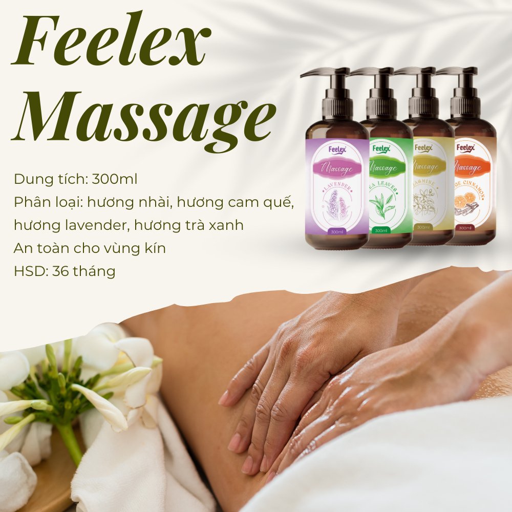 Tinh dầu massage body Feelex nhiều mùi hương, an toàn với mọi loại da dung tích 300ml