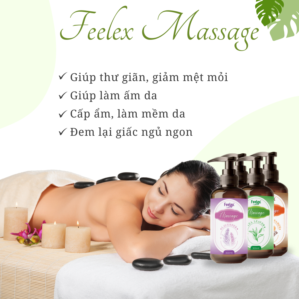 Tinh dầu massage body Feelex nhiều mùi hương, an toàn với mọi loại da dung tích 300ml