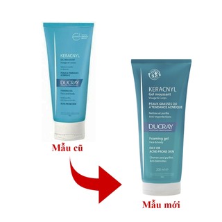 Gel Rửa Mặt Cho Da nhờn Mụn Ducray Keracnyl Foaming Gel Myrtacine 200ml