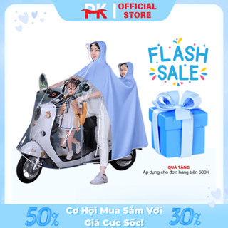 Áo mưa nửa trước trong suốt cho Mẹ và Bé che phủ toàn thân kèm kính chắn mưa