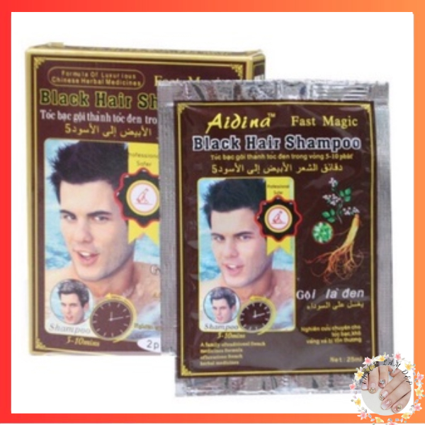 DẦU GỘI ĐEN TÓC BLACK HAIR SHAMPOO (lốc 10 hộp*2 gói)