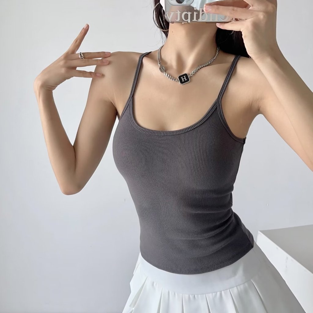 Áo 2 Dây Yếm Sau Lưng Thun Gân Basic Form Dài