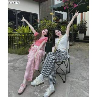 🍭Áo thun croptop cổ tim in