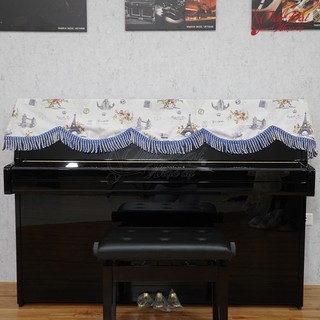 Khăn Phủ Đàn Piano Thêu Họa Tiết Hình Tháp Paris Phối Hoa Nổi Bật KU-13