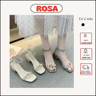 Giày Sandal da bóng khuy khuyết nhũ gót trụ mạ - CG-0566
