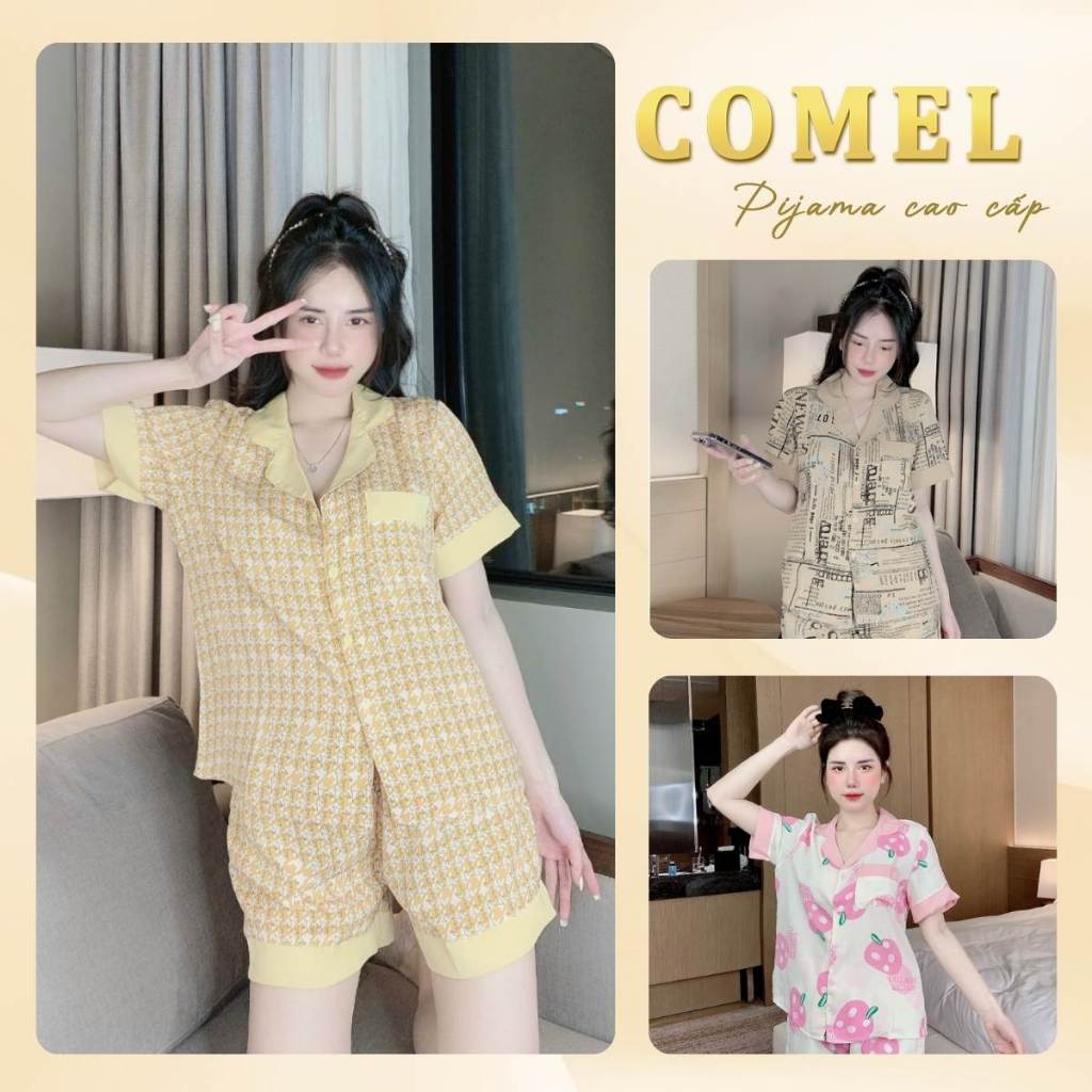 Bộ phận ngủ lụa mango pijama nữ áo cộc quần đùi 35kg-55kg - COMEL