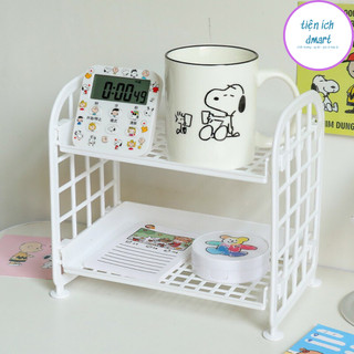 Kệ nhựa mini 2 tầng để đồ gọn gàng, khay nhựa 2 tầng haki đựng đồ tiện lợi 4440
