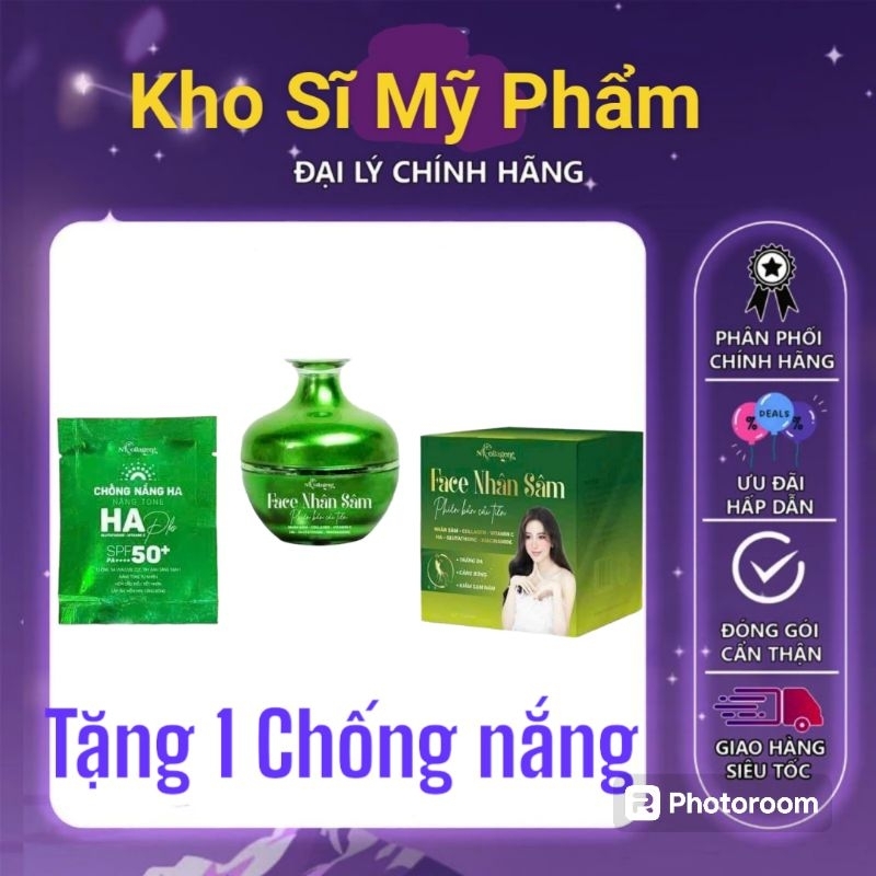 [Mua 1 tặng 1] Kem Face Nhân Sâm xanh N Collagen 18gam Tặng Kèm 1 Tuýp  Tẩy Tế Bào