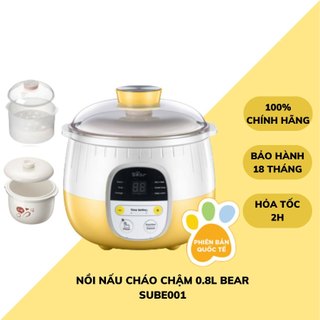 Nồi nấu cháo chậm Mingo Bear SUBE001 dung tích 0,8L cho bé ăn dặm ninh hầm hấp cách thuỷ chưng yến