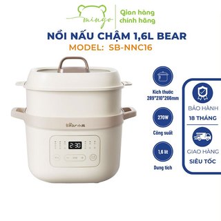 Nồi Nấu Cháo Chậm Mingo Bear 1,6L SB-NNC16 Cho Bé Ăn Dặm Ninh Hầm Cách Thủy Chưng Yến Tiếng Việt