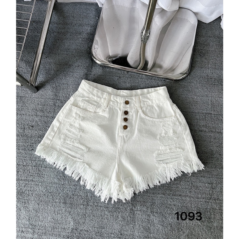 [HOT 2026] Quần Sooc Jean Nữ Bigsize 40-90kg, Quần Đùi Bò lưng cao rách 4 nút ống tua rua HÁCH DÁNG MS1093 | BigBuy360 - bigbuy360.vn