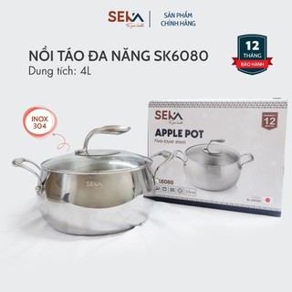 Nồi inox 5 đáy từ đúc liền seka sk6080 size 22cm, dung tích 4l nồi inox bếp từ