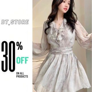 ĐẦM NỮ XÁM LOANG XẺ ĐÙI DÁNG DÀI, VÁY NỮ DÁNG XÒE NGẮN DÀI TAY SIÊU XINH TH129