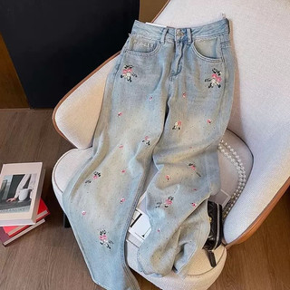 Quần jeans thêu hoa đính đá,quần jeans nữ mẫu mới hàng qc xịn