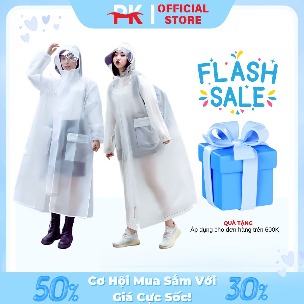 Áo Mưa Thời Trang Trong Suốt Có Khoá Kéo Tiện Lợi