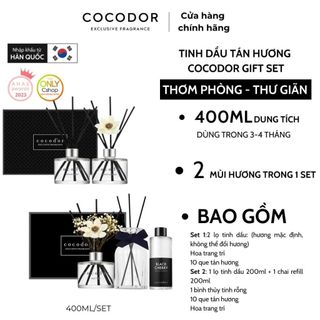 Hộp quà tặng gift set 2 lọ tinh dầu tán hương thiết kế sang chảnh cocodor diffuser 400ml