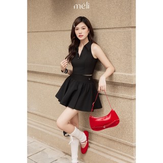 Maddie Top + Lana Skirt -  Thiết kế áo croptop cổ đức, chất liệu Tuysy, Chân váy đen xòe rúm ngắn, cạp to bản