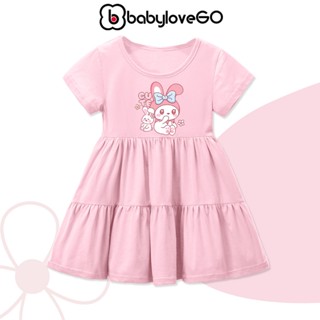 Váy babydoll cho bé gái BabyloveGO, đầm bé gái dễ thương in hình Rabbit cute độc đáo