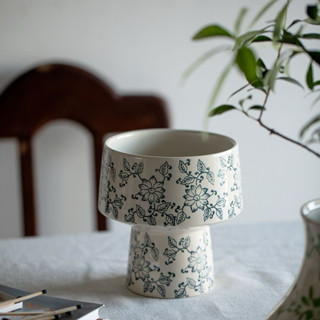Chậu Sứ Trồng Cây/ Cắm Hoa Màu Trắng Xanh Dương Phong Cách retro Hiện Đại Đơn Giản Trang Trí Nội Thất