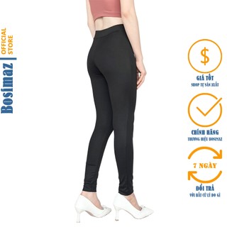 Quần Legging Nữ Bosimaz MS011 dài không túi màu đen cao cấp, thun co giãn 4 chiều, vải đẹp dày.