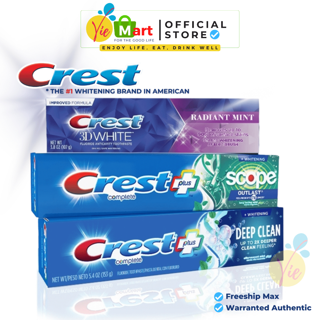 [ĐỦ LOẠI] Kem Đánh Trắng Răng Crest 3D White Radiant Mint/ Crest 3D White Brilliance Nhập Khẩu Mỹ