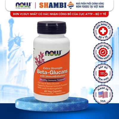 Viên Uống NOW FOODS Extra Strength Beta-Glucans Tăng Cường Chức Năng Miễn Dịch, Tăng Sức Đề Kháng