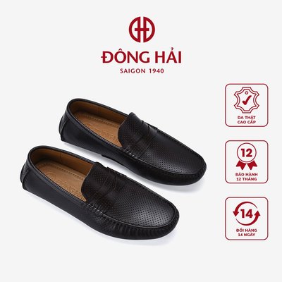Giày lười mọi Đông Hải da dập bảng cắt laser - G0348