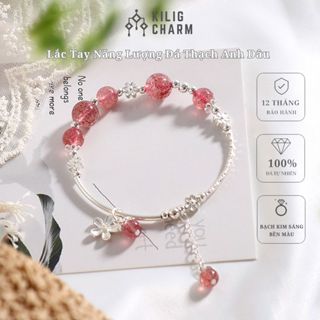 Vòng tay nữ bạc đá thạch anh dâu/ đá mặt trăng tùy chỉnh size, tình duyên tâm trí KC16 - KILIG CHARM