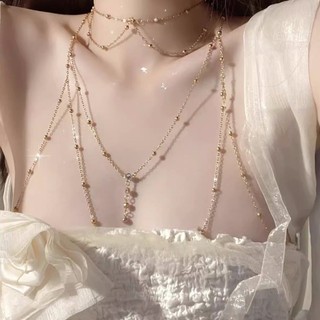 Set vòng BODY Chain chuỗi hạt nhân tạo trang trí cơ thể hoặc áo, váy quyến rũ cho nữ