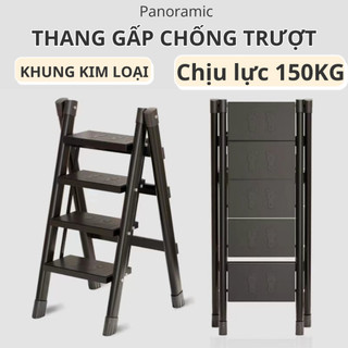Thang gấp gọn chữ A khung thép carbon dày chịu lực tới 150kg mẫu 3 4 5 bậc đa năng chống trơn trượt PN-TGGA101