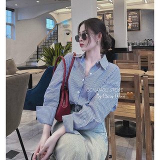Áo sơ mi nữ kẻ sọc trơn freesize