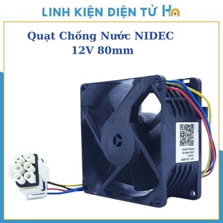 Quạt tản nhiệt chống nước 12V 8x8CM NIDEC, sử dụng làm tản hơi sương, tạo ẩm, máy công nghiệp