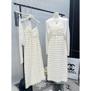 Đầm Váy Đi Biển Thun Ren 2 Dây - Áo Khoác Tay Dài Điệu Đà