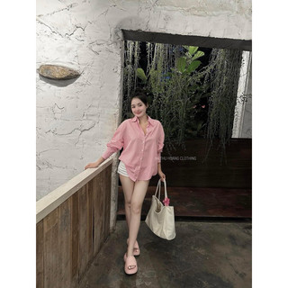 Áo sơ mi nữ kẻ sọc trơn freesize