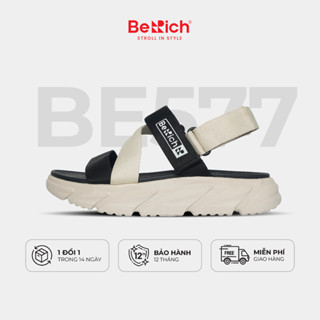 Giày Sandal Quai Chéo Nam Unisex BeRich BE577 Đen Kem - Đế Cao 4,5cm