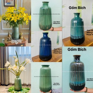 Bình Hoa Lọ Hoa Dáng Lá Dừa Cắm Đào Lựu tuyết Mai Thanh Liễu Gốm Sứ Bát Tràng