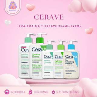 Sữa rửa mặt cerave sa smoothing, hydrating, foaming cleanser - cho da dầu mụn, khô, nhạy cảm 236ml – 473ml