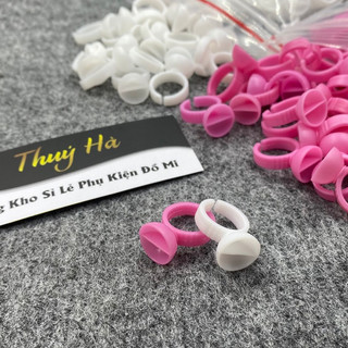 Nhẫn đựng keo nối mi,mực phun xam (2 ngăn) - Túi 25-50-100 cái_DỤNG CỤ NỐI MI_THÚY HÀ