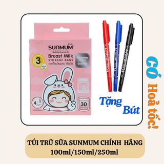 Túi Trữ Sữa Sunmum, Túi trữ sữa 100ml/150ml/250ml - 3 Khoá Zip Chống Tràn